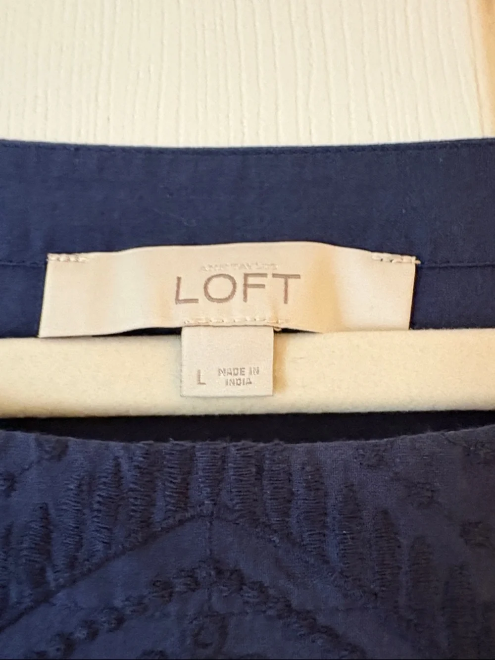 LOFT Navy Eyelet Peplum Blouse - Picture 3 of 4